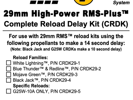 AeroTech RMS-29 G25W White Lightning Complete Reload Delay Kit - CRDK29-05 Fashion