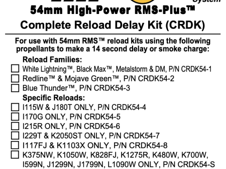 AeroTech RMS-54 I170G Complete Reload Delay Kit - CRDK54-05 Online Hot Sale