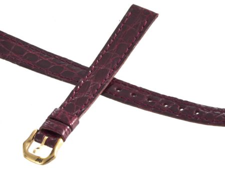 Raymond Weil Women s 10.5mm Dark Red Croco Leather Watch Band W  Gold Buckle Online Hot Sale